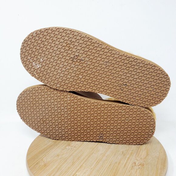 LL Bean Wicked Good Slipper Scuffs Women 9 Mule Brown Suede Shearling Shoes - Picture 10 of 12